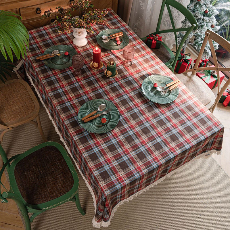 Wholesale Holiday Christmas Plaid Tablecloth Plaid Fashion Tablecloth